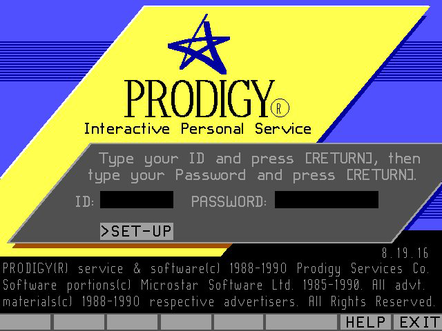 PRODIGY Login Screen, circa 1989